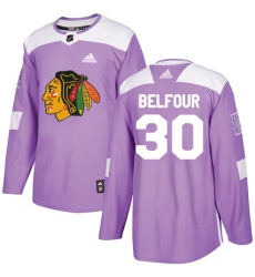 Youth Adidas Chicago Blackhawks #30 ED Belfour Authentic Purple Fights Cancer Practice NHL Jersey