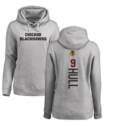 NHL Women's Adidas Chicago Blackhawks #9 Bobby Hull Ash Backer Pullover Hoodie
