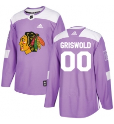 Men's Adidas Chicago Blackhawks #00 Clark Griswold Authentic Purple Fights Cancer Practice NHL Jersey