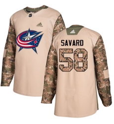 Men's Adidas Columbus Blue Jackets #58 David Savard Authentic Camo Veterans Day Practice NHL Jersey