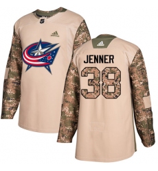 Men's Adidas Columbus Blue Jackets #38 Boone Jenner Authentic Camo Veterans Day Practice NHL Jersey