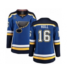 Women's St. Louis Blues #16 Brett Hull Fanatics Branded Royal Blue Home Breakaway 2019 Stanley Cup Champions Hockey Jersey