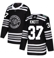 Men's Adidas Chicago Blackhawks #37 Graham Knott Authentic Black 2019 Winter Classic NHL Jersey