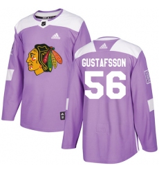 Men's Adidas Chicago Blackhawks #56 Erik Gustafsson Authentic Purple Fights Cancer Practice NHL Jersey