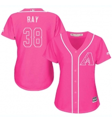 Women's Majestic Arizona Diamondbacks #38 Robbie Ray Authentic Pink Fashion MLB Jersey