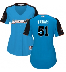 Women's Majestic Kansas City Royals #51 Jason Vargas Replica Blue American League 2017 MLB All-Star MLB Jersey