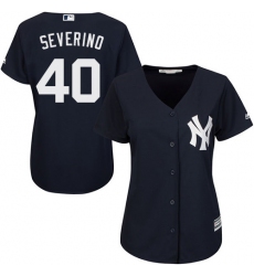 Women's Majestic New York Yankees #40 Luis Severino Replica Navy Blue Alternate MLB Jersey