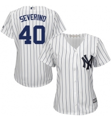 Women's Majestic New York Yankees #40 Luis Severino Replica White Home MLB Jersey