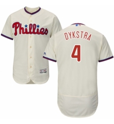 Men's Majestic Philadelphia Phillies #4 Lenny Dykstra Cream Alternate Flex Base Authentic Collection MLB Jersey