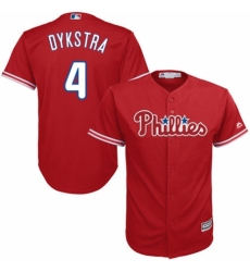 Men's Majestic Philadelphia Phillies #4 Lenny Dykstra Replica Red Alternate Cool Base MLB Jersey