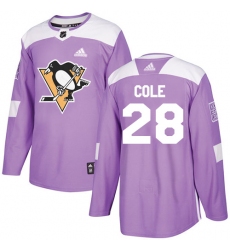 Youth Adidas Pittsburgh Penguins #28 Ian Cole Authentic Purple Fights Cancer Practice NHL Jersey