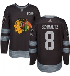 Men's Adidas Chicago Blackhawks #8 Nick Schmaltz Authentic Black 1917-2017 100th Anniversary NHL Jersey