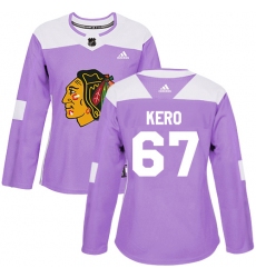 Women's Adidas Chicago Blackhawks #67 Tanner Kero Authentic Purple Fights Cancer Practice NHL Jersey