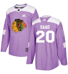 Men's Adidas Chicago Blackhawks #20 Brandon Saad Authentic Purple Fights Cancer Practice NHL Jersey