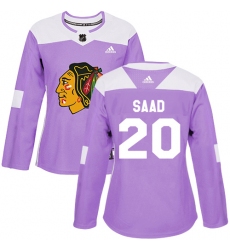 Women's Adidas Chicago Blackhawks #20 Brandon Saad Authentic Purple Fights Cancer Practice NHL Jersey