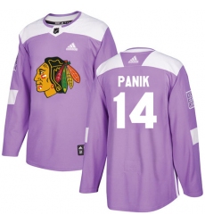 Men's Adidas Chicago Blackhawks #14 Richard Panik Authentic Purple Fights Cancer Practice NHL Jersey