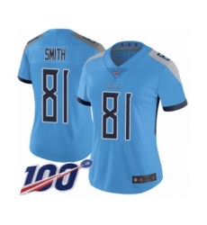 Women's Tennessee Titans #81 Jonnu Smith Light Blue Alternate Vapor Untouchable Limited Player 100th Season Football Jersey
