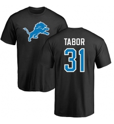 NFL Nike Detroit Lions #31 Teez Tabor Black Name & Number Logo T-Shirt