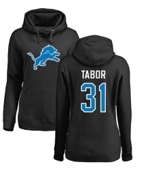 NFL Women's Nike Detroit Lions #31 Teez Tabor Black Name & Number Logo Pullover Hoodie