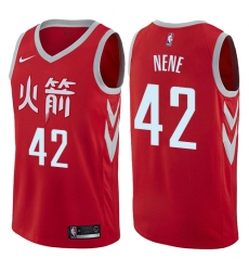 Men's Nike Houston Rockets #42 Nene Authentic Red NBA Jersey - City Edition