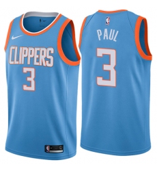 Men's Nike Los Angeles Clippers #3 Chris Paul Authentic Blue NBA Jersey - City Edition