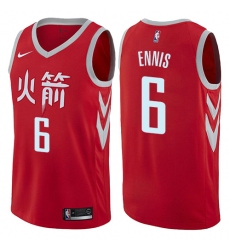 Men's Nike Houston Rockets #6 Tyler Ennis Authentic Red NBA Jersey - City Edition