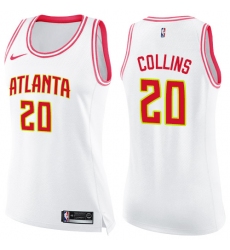 Women's Nike Atlanta Hawks #20 John Collins Swingman White/Pink Fashion NBA Jersey