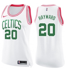 Women's Nike Boston Celtics #20 Gordon Hayward Swingman White/Pink Fashion NBA Jersey