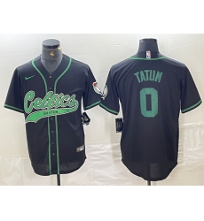 Men's Boston Celtics #0 Jayson Tatum Black Cool Base Stitched Baseball Jersey