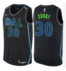 Men's Nike Dallas Mavericks #30 Seth Curry Authentic Black NBA Jersey - City Edition