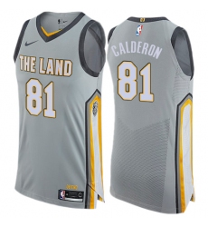 Men's Nike Cleveland Cavaliers #81 Jose Calderon Authentic Gray NBA Jersey - City Edition