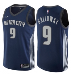 Men's Nike Detroit Pistons #9 Langston Galloway Authentic Navy Blue NBA Jersey - City Edition