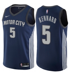 Men's Nike Detroit Pistons #5 Luke Kennard Authentic Navy Blue NBA Jersey - City Edition