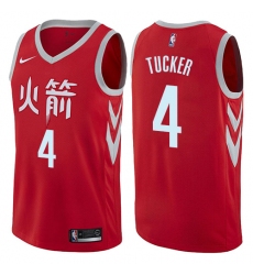 Men's Nike Houston Rockets #4 PJ Tucker Authentic Red NBA Jersey - City Edition