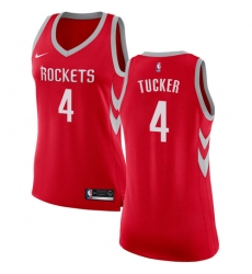 Women's Nike Houston Rockets #4 PJ Tucker Authentic Red Road NBA Jersey - Icon Edition