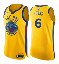 Youth Nike Golden State Warriors #6 Nick Young Swingman Gold NBA Jersey - City Edition