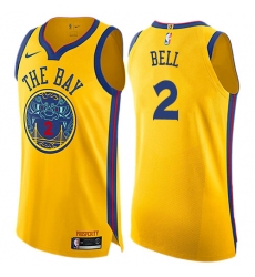 Youth Nike Golden State Warriors #2 Jordan Bell Swingman Gold NBA Jersey - City Edition