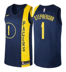 Men's Nike Indiana Pacers #1 Lance Stephenson Authentic Navy Blue NBA Jersey - City Edition