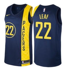 Men's Nike Indiana Pacers #22 T. J. Leaf Authentic Navy Blue NBA Jersey - City Edition