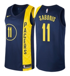 Men's Nike Indiana Pacers #11 Domantas Sabonis Authentic Navy Blue NBA Jersey - City Edition