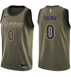 Youth Nike Los Angeles Lakers #0 Kyle Kuzma Swingman Green Salute to Service NBA Jersey