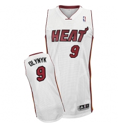 Men's Adidas Miami Heat #9 Kelly Olynyk Authentic White Home NBA Jersey