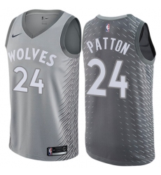 Men's Nike Minnesota Timberwolves #24 Justin Patton Authentic Gray NBA Jersey - City Edition