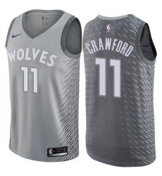 Men's Nike Minnesota Timberwolves #11 Jamal Crawford Authentic Gray NBA Jersey - City Edition