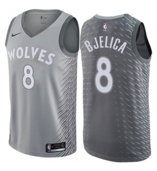 Men's Nike Minnesota Timberwolves #8 Nemanja Bjelica Authentic Gray NBA Jersey - City Edition