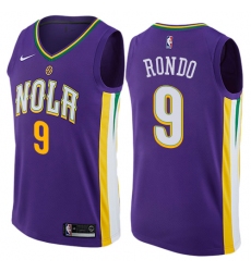 Men's Nike New Orleans Pelicans #9 Rajon Rondo Swingman Purple NBA Jersey - City Edition