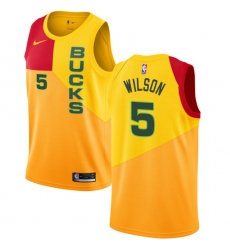Men's Nike Milwaukee Bucks #5 D. J. Wilson Swingman Yellow NBA Jersey - City Edition