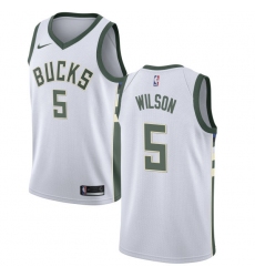 Women's Nike Milwaukee Bucks #5 D. J. Wilson Authentic White Home NBA Jersey - Association Edition