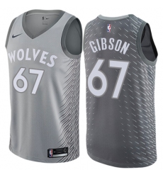 Men's Nike Minnesota Timberwolves #67 Taj Gibson Authentic Gray NBA Jersey - City Edition