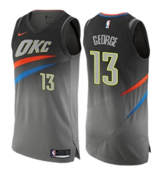 Men's Nike Oklahoma City Thunder #13 Paul George Authentic Gray NBA Jersey - City Edition